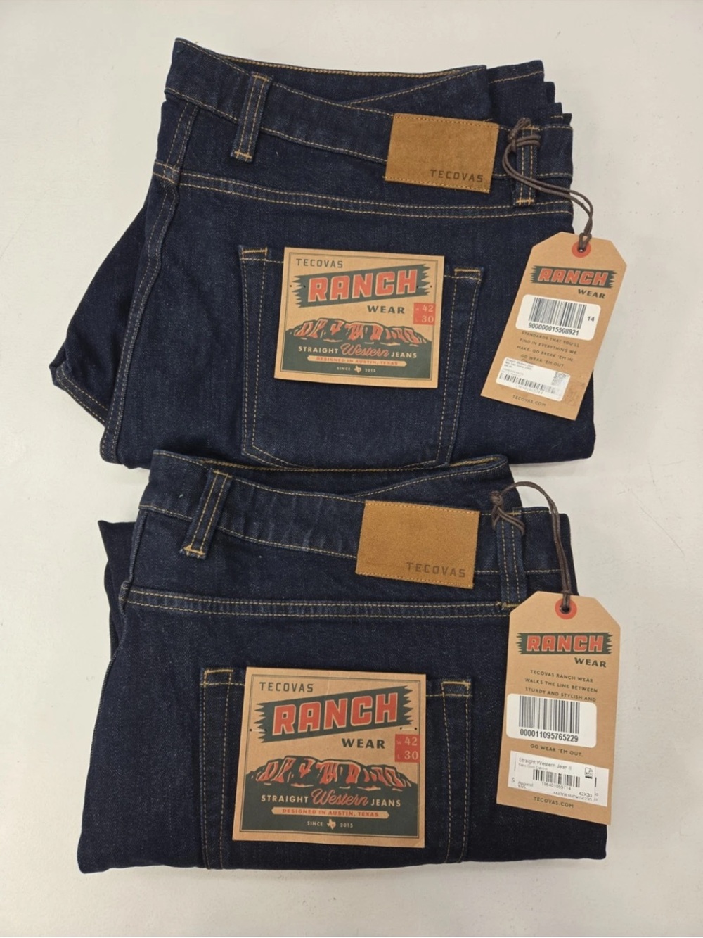 Tecovas Jeans Western Cowboy Ranch Straight Dark Lot Of 2 Size 42X30 Mens NEW